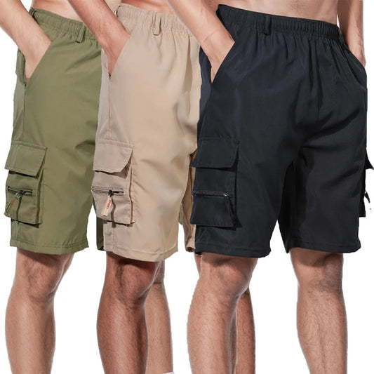 Men's Cargo Shorts Summer Oversized Pants Elastic Waist Large Size Outdoor Jogging Sweatpants Trend Multi Pockets Men Clothes