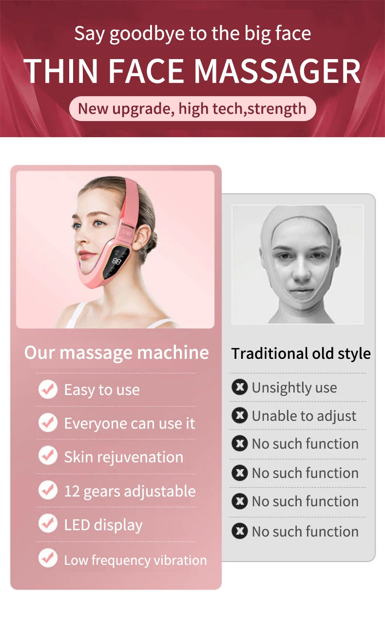 Facial Lifting Massager 12 Gears Electric Facial Massager V-line Face Lifting Slimming Vibration Device Home Use Beauty Tool