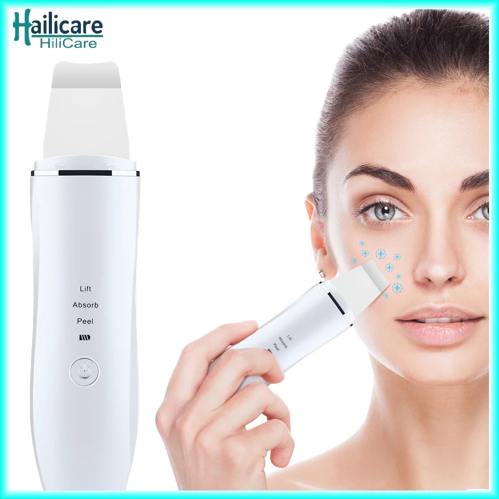 Ultrasonic Skin Scrubber Blackhead Remover Facial Cleanser 3 Modes Peeling Shovel Face Lifting Tool EMS Spatula Deep Cleansing