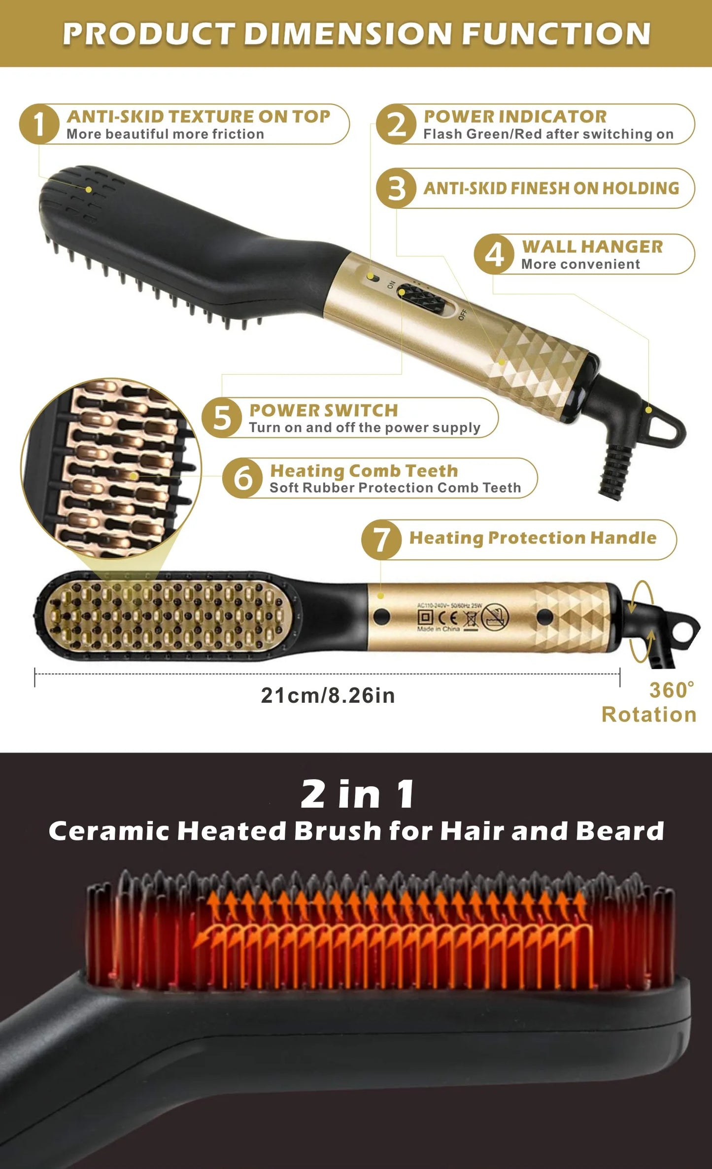 Professional Hair Straightener Comb Brush Beard Hair Straightening Comb Multifunctional Hair Curler Fast Heating Styling Tools