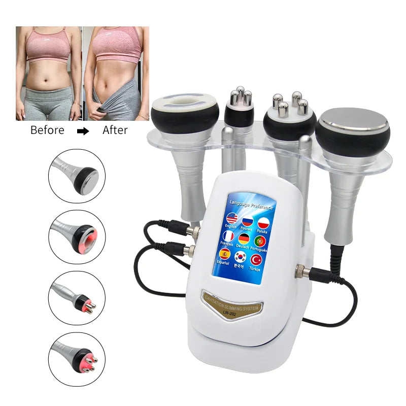 4IN1 Vacuum 40K Body Cavitation Massager Facial Radiofrequency Freckles Removal Fat Burner Cellulite Massager Skin Beauty Device