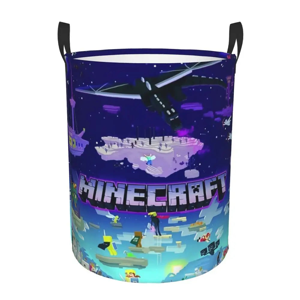 Custom Anime Game Mine C-Crafts Cartoon Laundry Hamper Large Clothes Storage Basket Toy Bin Organizer for Kids