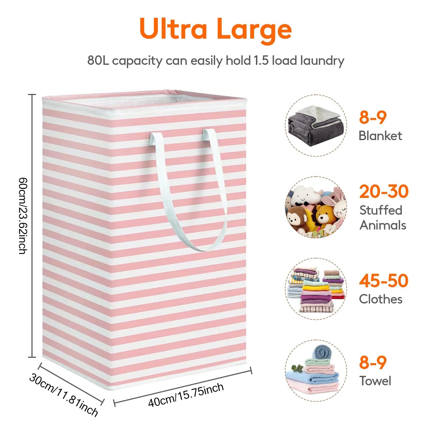 75L Large Collapsible Laundry Baskets with Handle Household Clothes Storage Basket Dirty Laundry Toys Storage Organization