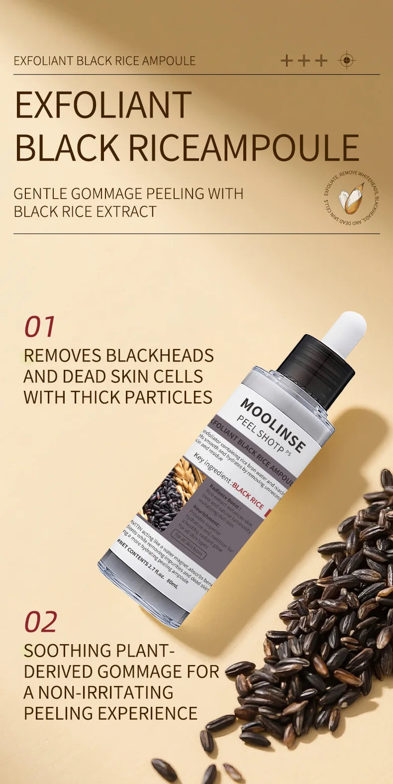 Korean White And Black Rice Exfoliating Serum Facial Moisturizing Soften Blackhead Removal Hydrating Pore Shrinking Skin Care