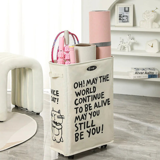 Foldable Laundry Basket Dirty Clothes Basket Clothes Storage Box Yoga Storage Sundries Box with Wheels Bathroom Accessories