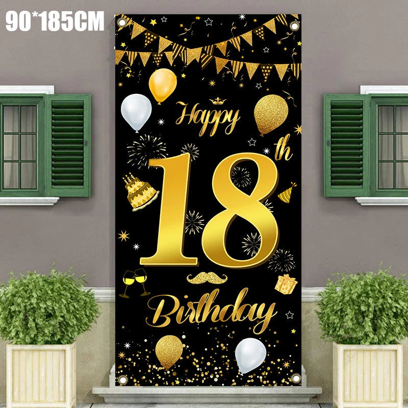 18th Birthday Party Decorations Black Plates Tableware Napkins For Kid Boys Girls Happy Birthday 18th Birthday Balloons Supplies