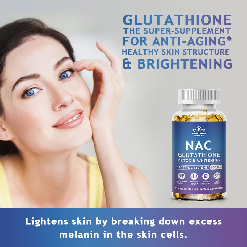 NAC N-Acetyl Cysteine Capsules Immune, Respiratory Health Antioxidant Glutathione Supplements Non-GMO, Gluten-Free