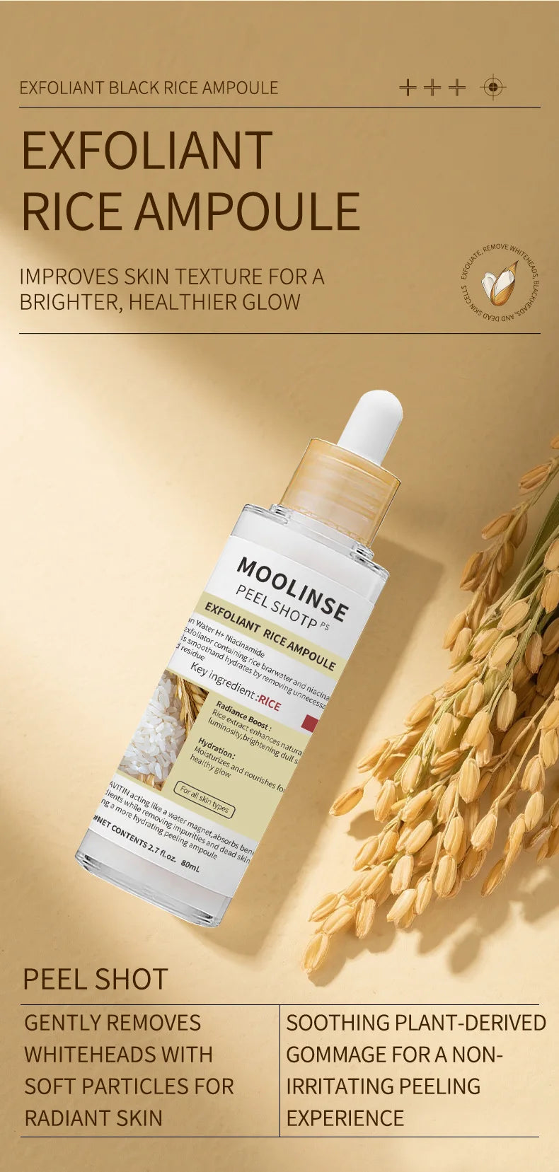 Korean White And Black Rice Exfoliating Serum Facial Moisturizing Soften Blackhead Removal Hydrating Pore Shrinking Skin Care