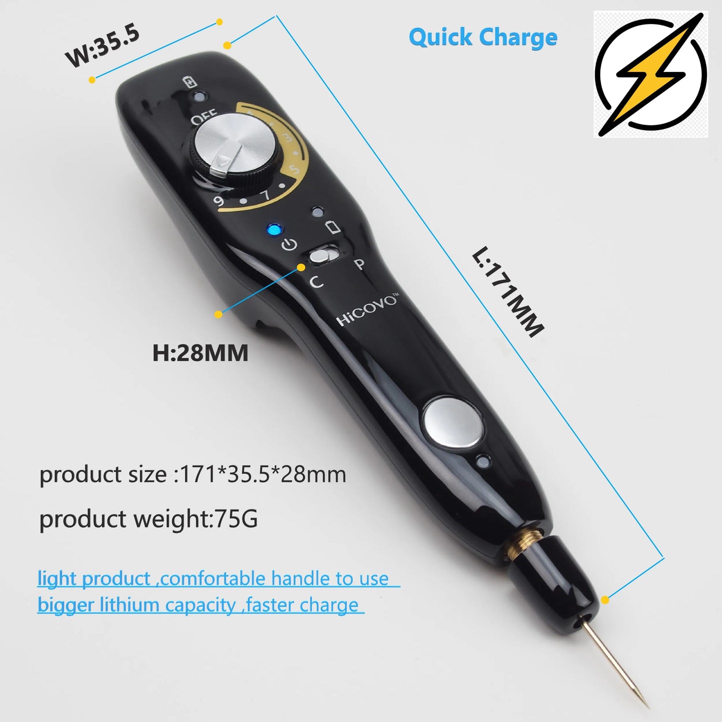 Hicovo Plasma Pen Orignal Fibroblast Wart Skin Tag Anti Wrinkle Remove Quick Charge Auto Acne Treatment Facial Lifting Machine