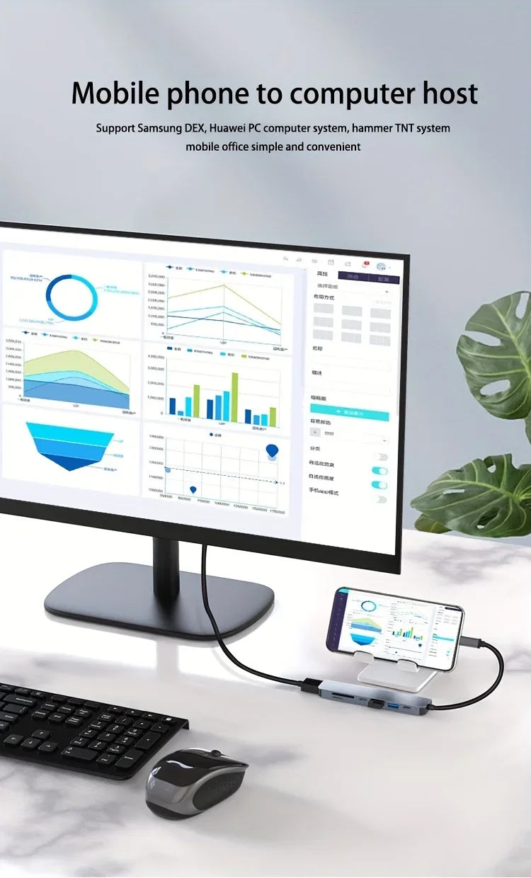 High-Speed 7-in-1 USB-C Hub: Multi-Device Dock with PD Charging for Laptops & Macbooks