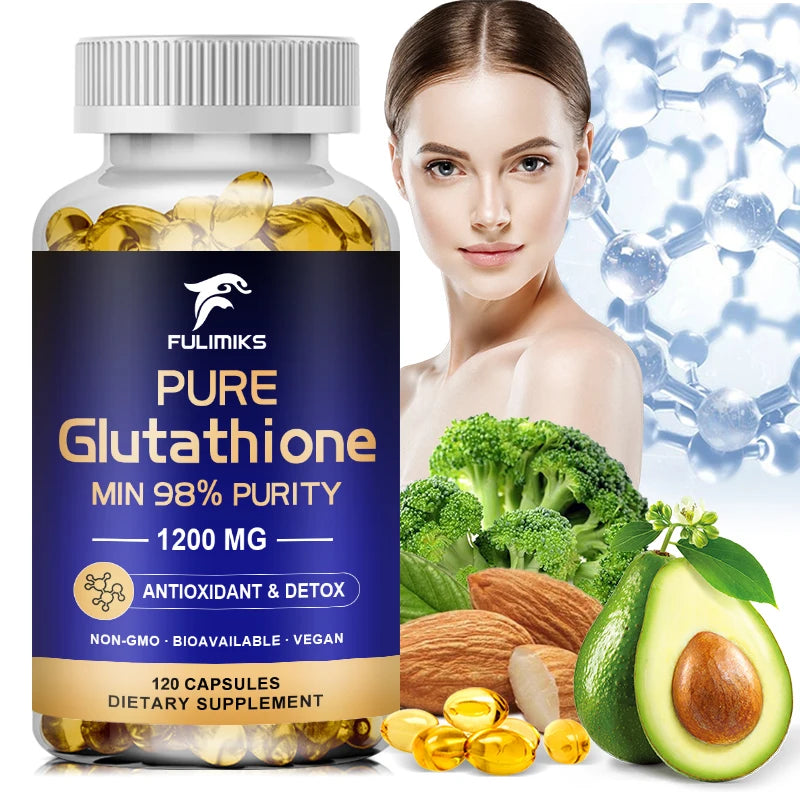 Pure Glutathione Capsules - Max Absorption, Support Overall Detoxification, Antioxidant & Anti-Aging, Liver, Skin & Immunity