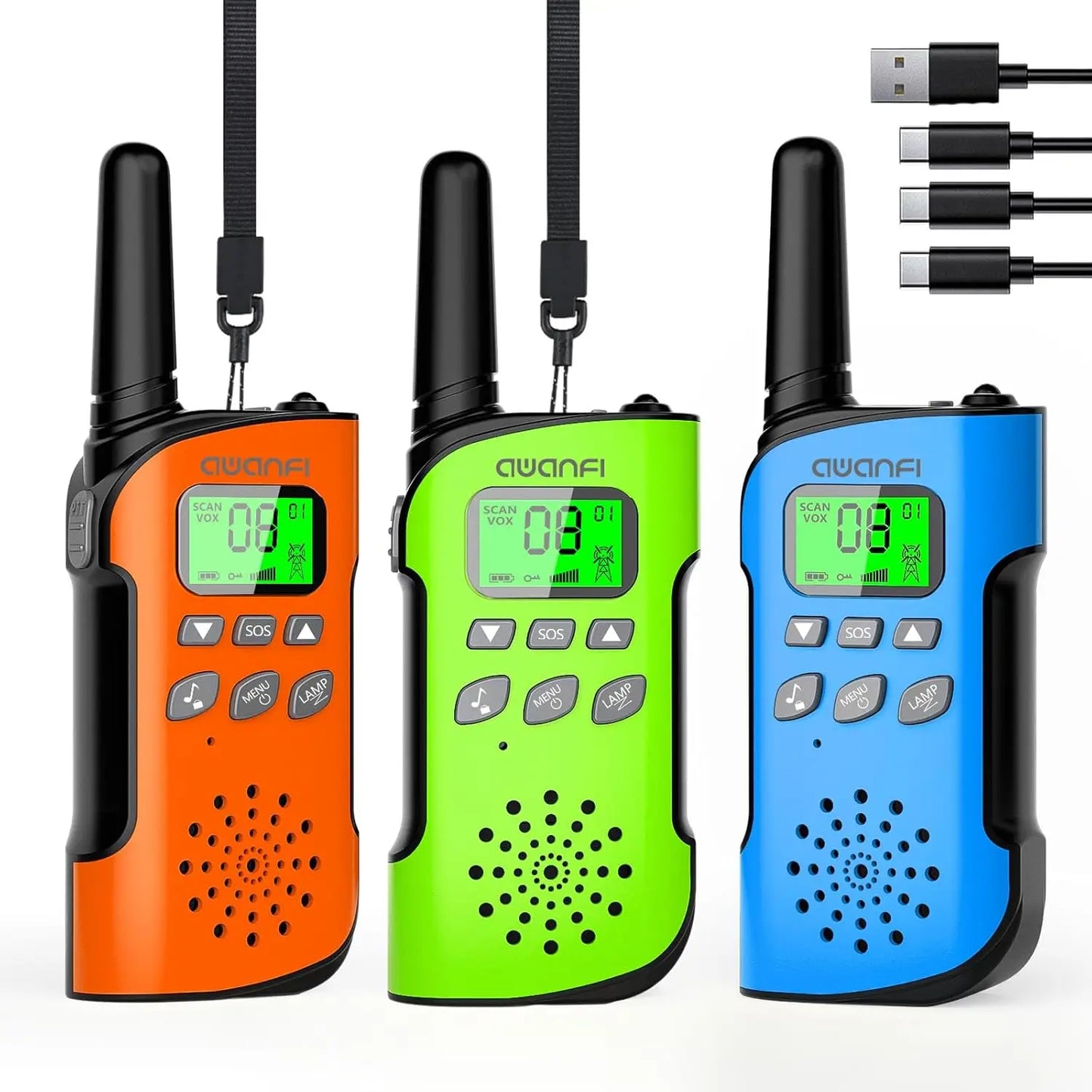 (Not For AU/JP/BR/NZ/BY/TH/UA/AO) 2/3/4 pcs Walkie Talkie Adults & Kids, Long Range/Rechargeable/1000mAh/Lanyards/Flashlight/SOS