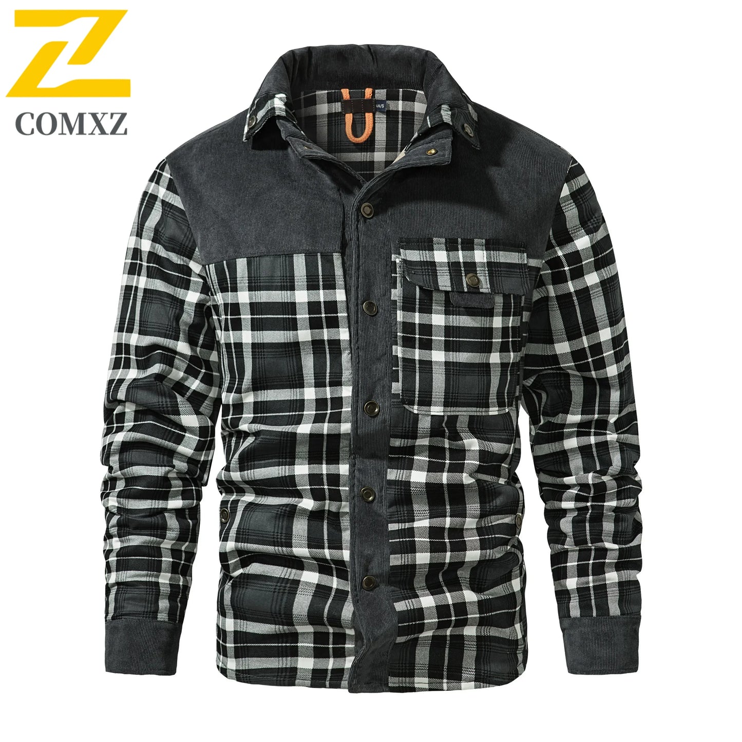 Mens Cotton Jacket Autumn Winter 2025 Check Print Warm Casual Business Office Lapel Coat Man Middle-aged Elderly Cotton Clothes