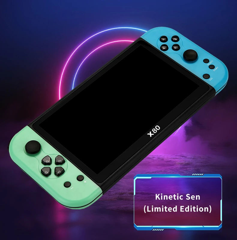 X80 Retro Handheld Game Console 7 Inch Screen HD TV Portable Game Player Built-in 16GB 10000 Games 10 Simulators for PS/PS1/MAME