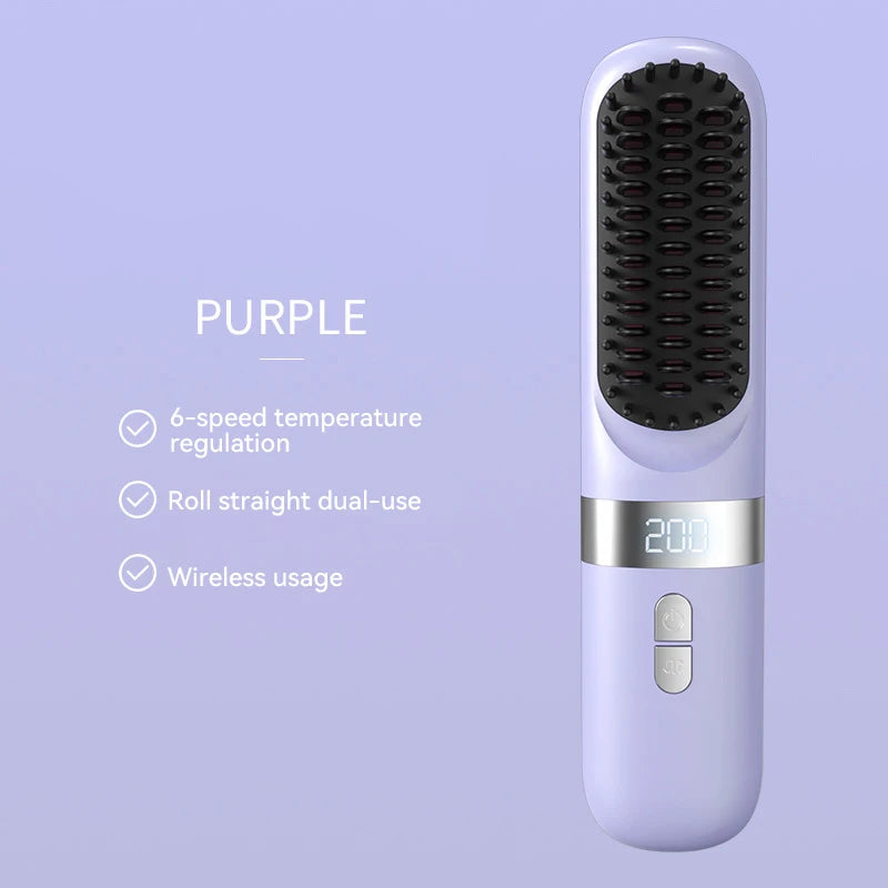 2025 Electric Hot Comb Multifunctional Wireless Straight Hair Straightener Negative Ion Anti-Scalding Straightening Brush New