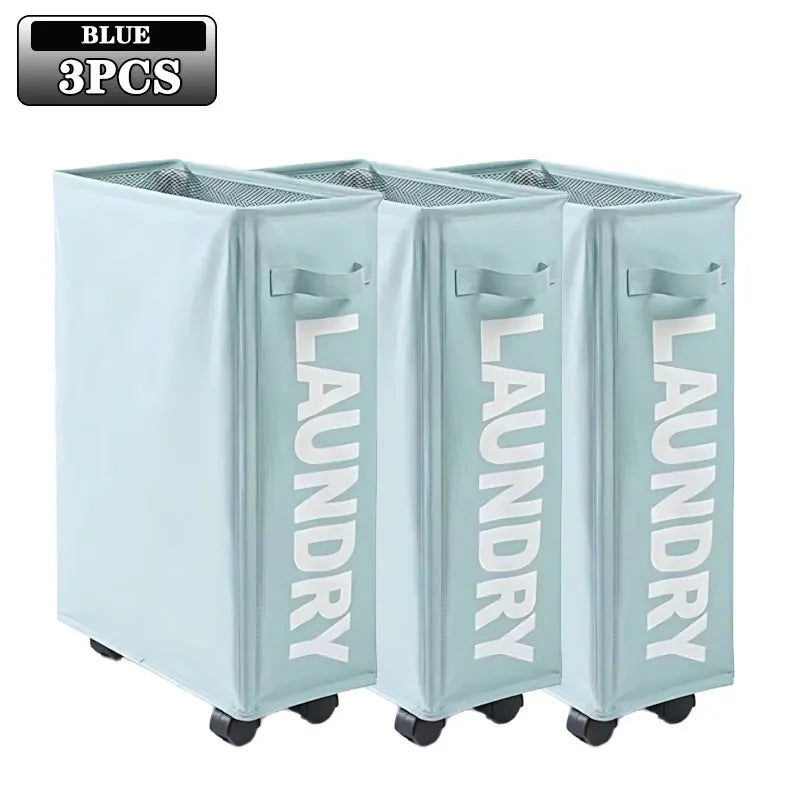 1/2/3Pcs Dirty Laundry Basket with Wheels Foldable Laundry Basket Household Clothes Organiser Yoga Mat Equipment Storage Basket