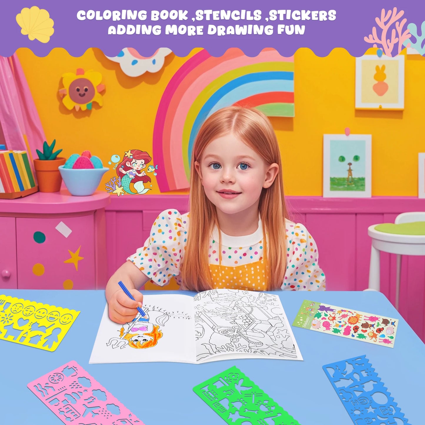 100+ Piece Drawing Art Kit: Dinosaur Craft Supplies with Washable Markers - Non-Toxic Art Set for Toddlers Ages 3-12 Kids Gifts