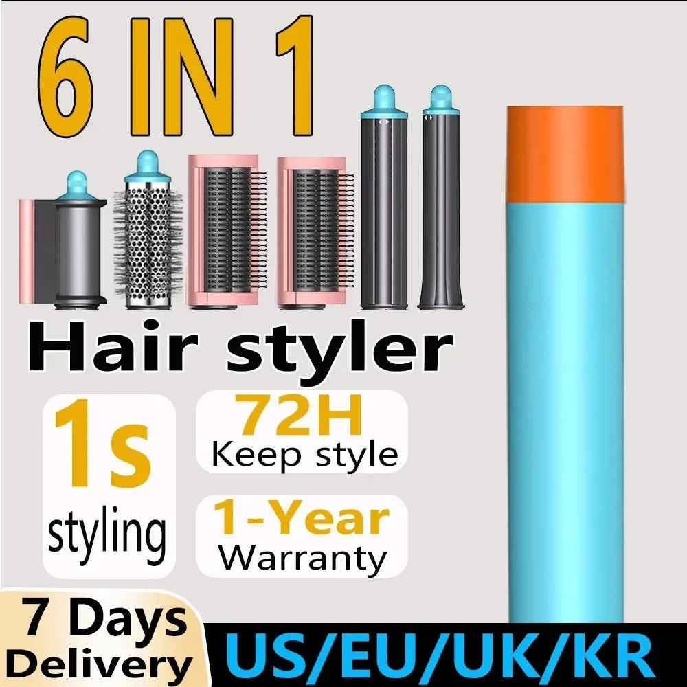 Professional  6 in 1 Curling Iron Hair Straightener Styling Tool Hair Dryer Hot Comb Negative Ions Blow Dryer Hair Care
