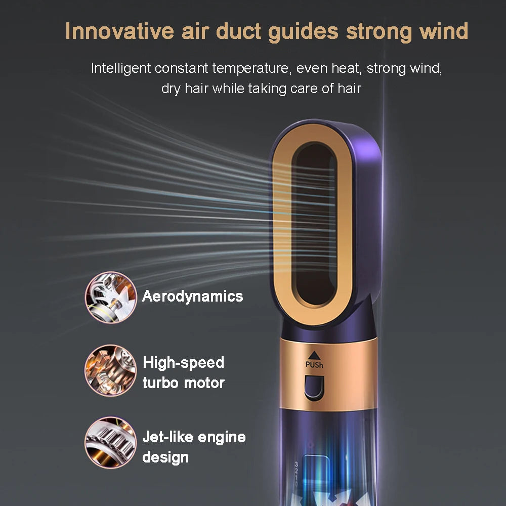 6 in 1 Multifunctional Hair Tool Blow Dryer Curler Ionic Hot Air Brush Straightener with Detachable Head