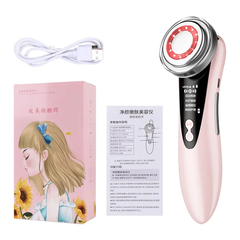 Ultrasonic Skin Scrubber Kit Vibration Face Spatula Blackhead Remover EMS LED Facial Massager Cavitation Peeling Facial Lifting