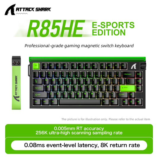 ATTACK SHARK R85HE R85 Magnetic Gaming Keyboard 0.005mm RT Precision 8KHz Polling Rate RGB Neon Lightbox for Esports Gaming