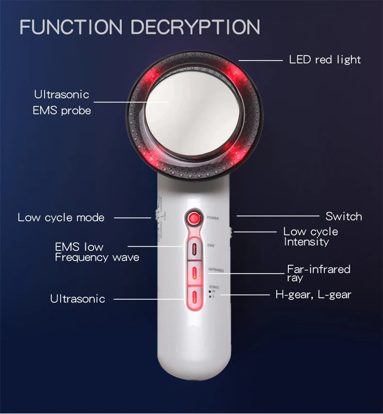 Ultrasonic Cavitation Face Lifting Beauty Machine EMS Infrared Ultrasound Body Slimming Massager Fat Burner Anti Wrinkle Device