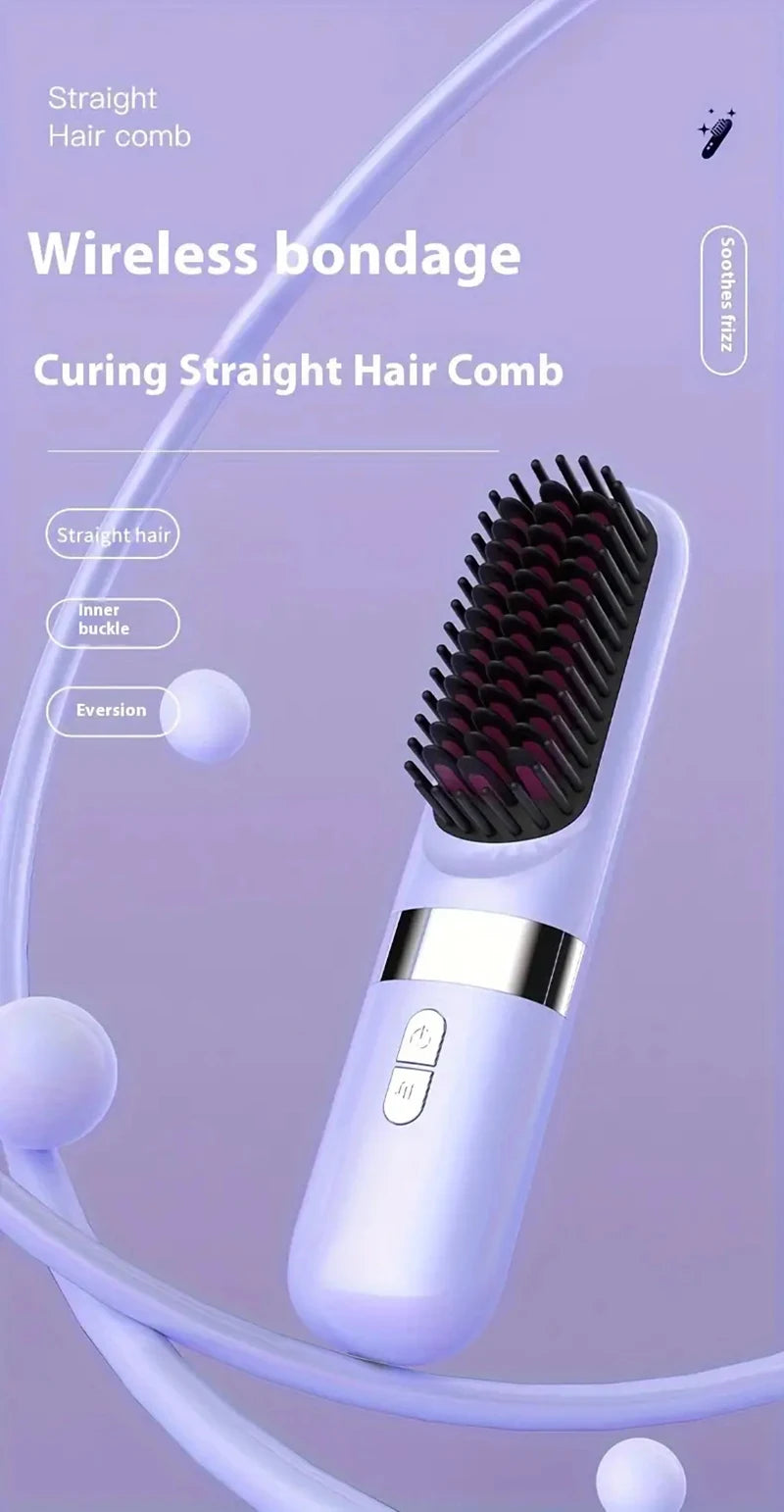 2025 Electric Hot Comb Multifunctional Wireless Straight Hair Straightener Negative Ion Anti-Scalding Straightening Brush New