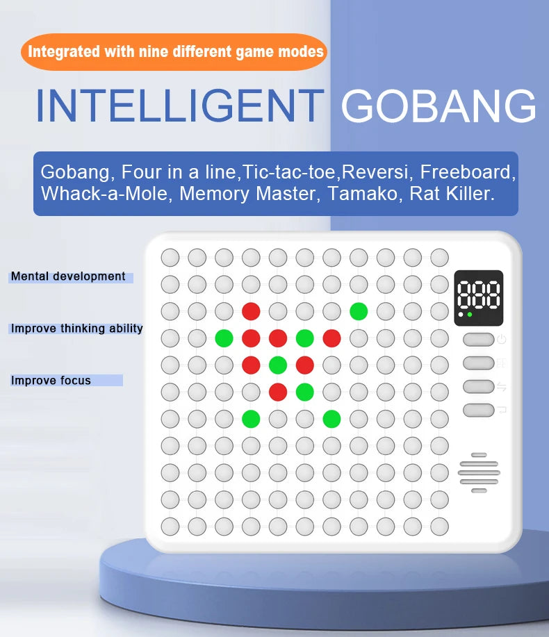 9 in 1 Multifunction Smart Board Game Electronic Chess Backgammon, Go, Tic-Tac-Toe, Whack-a-Mole Combe for Kids Family Tabletop