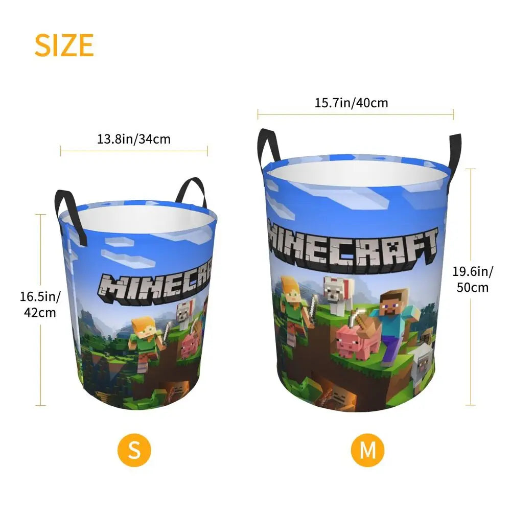 Custom Anime Game Mine C-Crafts Cartoon Laundry Hamper Large Clothes Storage Basket Toy Bin Organizer for Kids