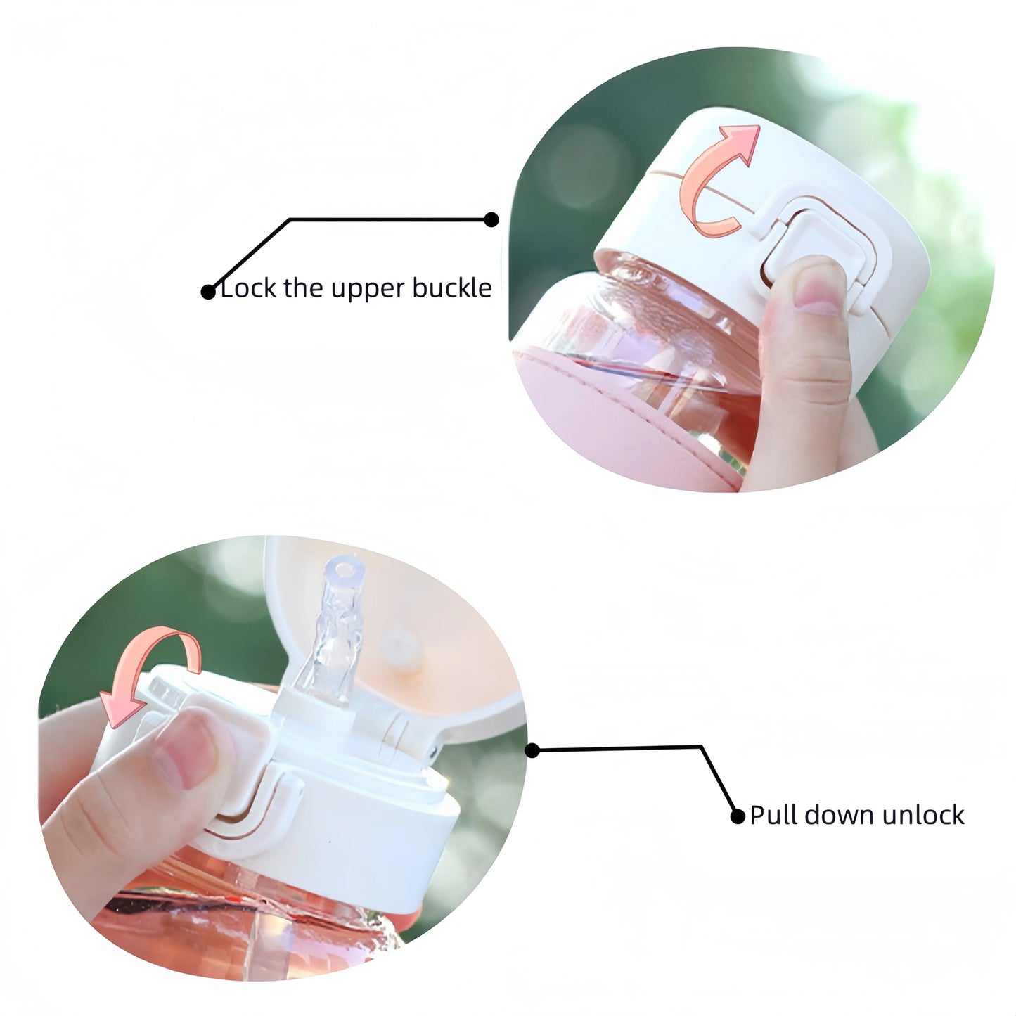500ml Portable Cute Water Bottle with Straw Pop-Up Cover Leak-Proof Drinkware for School Kids Plastic Drinking Bottle