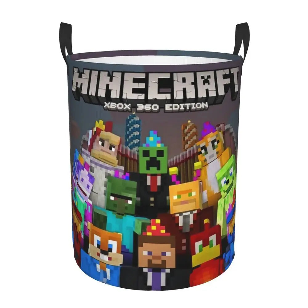 Custom Anime Game Mine C-Crafts Cartoon Laundry Hamper Large Clothes Storage Basket Toy Bin Organizer for Kids