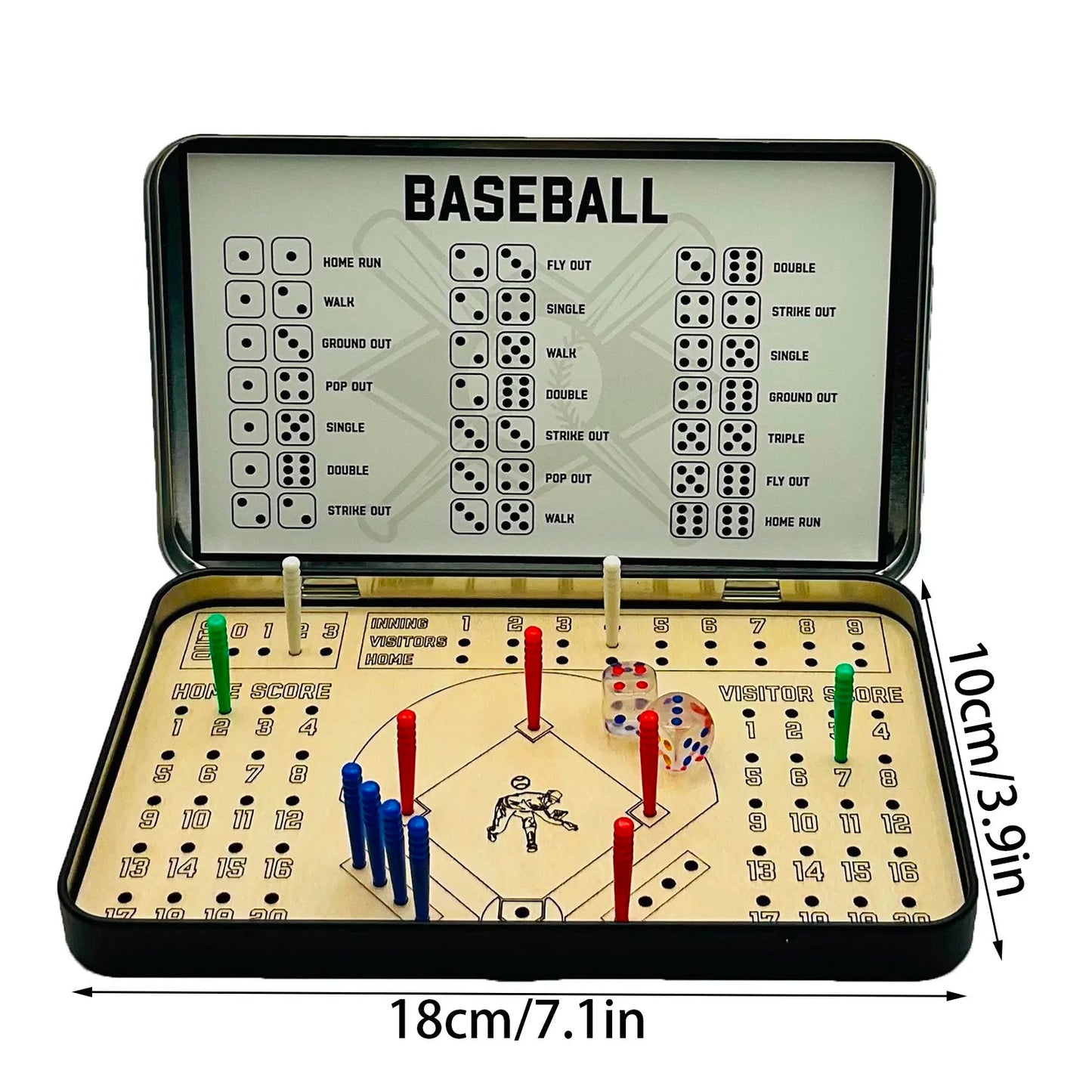 Travel Board Games Portable Wooden Baseball Travel Game Interactive Board Game Football Knuckle Dice Soccer Tin Box Table Game