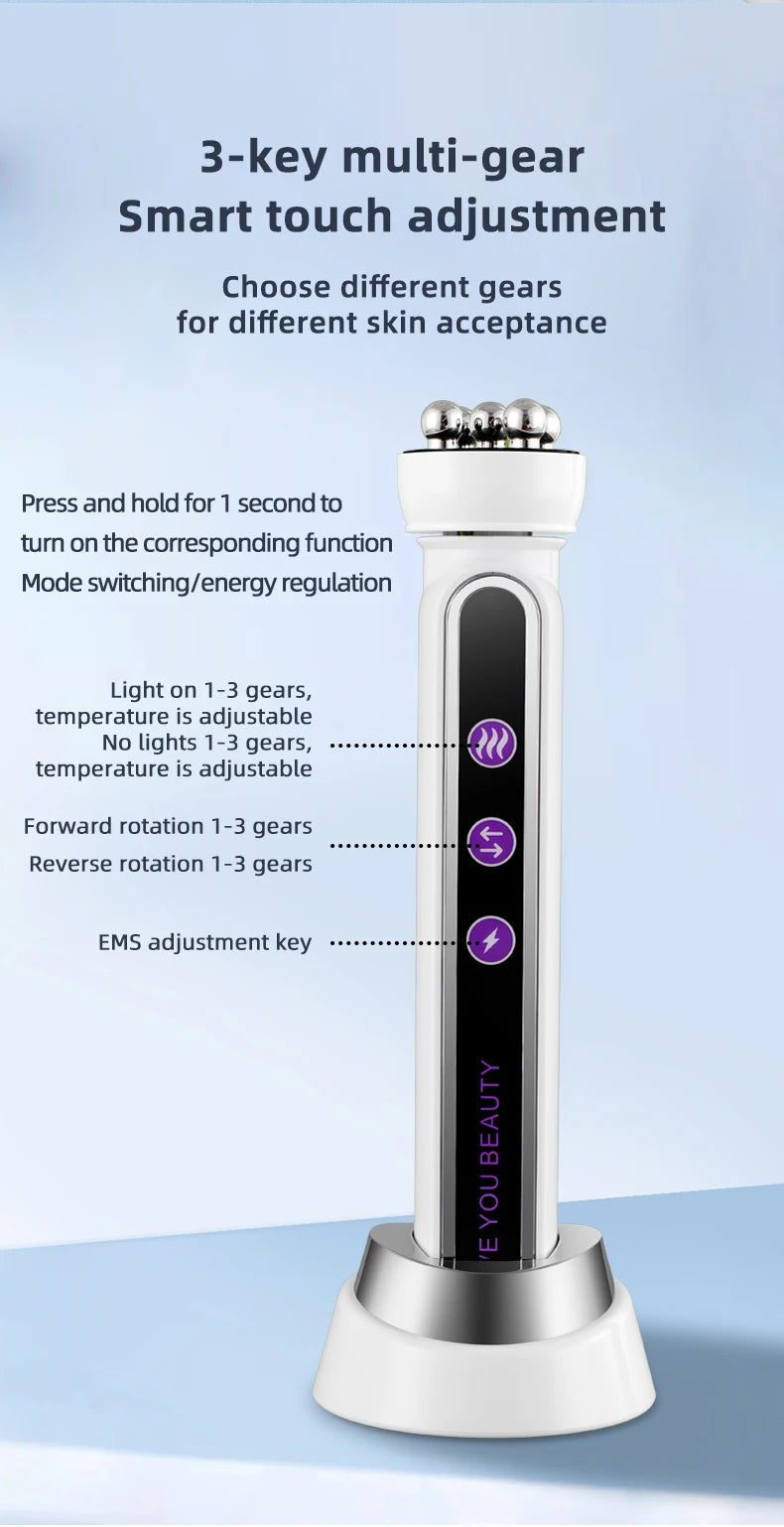 3in1 RF Heating EMS Facial 360° Roller Massager for FIne Lines Lifting Skin Rejuvenation Skin Firm Microcurrent Beauty Machine