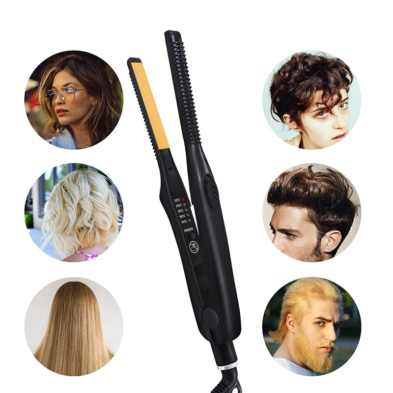 2 In 1 Hair Straightener Hair Curler Professional Ceramic Flat Iron For Short Hair Women And Men Beard Straightener