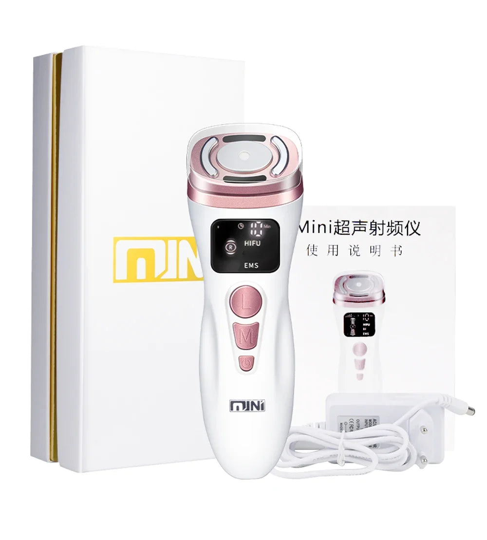 New mini HIFU ultrasonic machine EMS micro current facial beauty instrument firming skin care anti-wrinkle tool