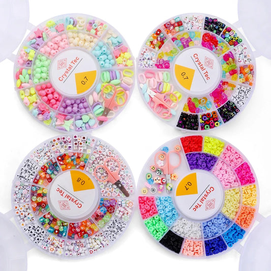 Clay Beads Bracelet Making Kit Seed Letter Alphabet DIY Art Craft Beads Kit with Charms for Jewelry Making Crafts Gifts 8 Styles