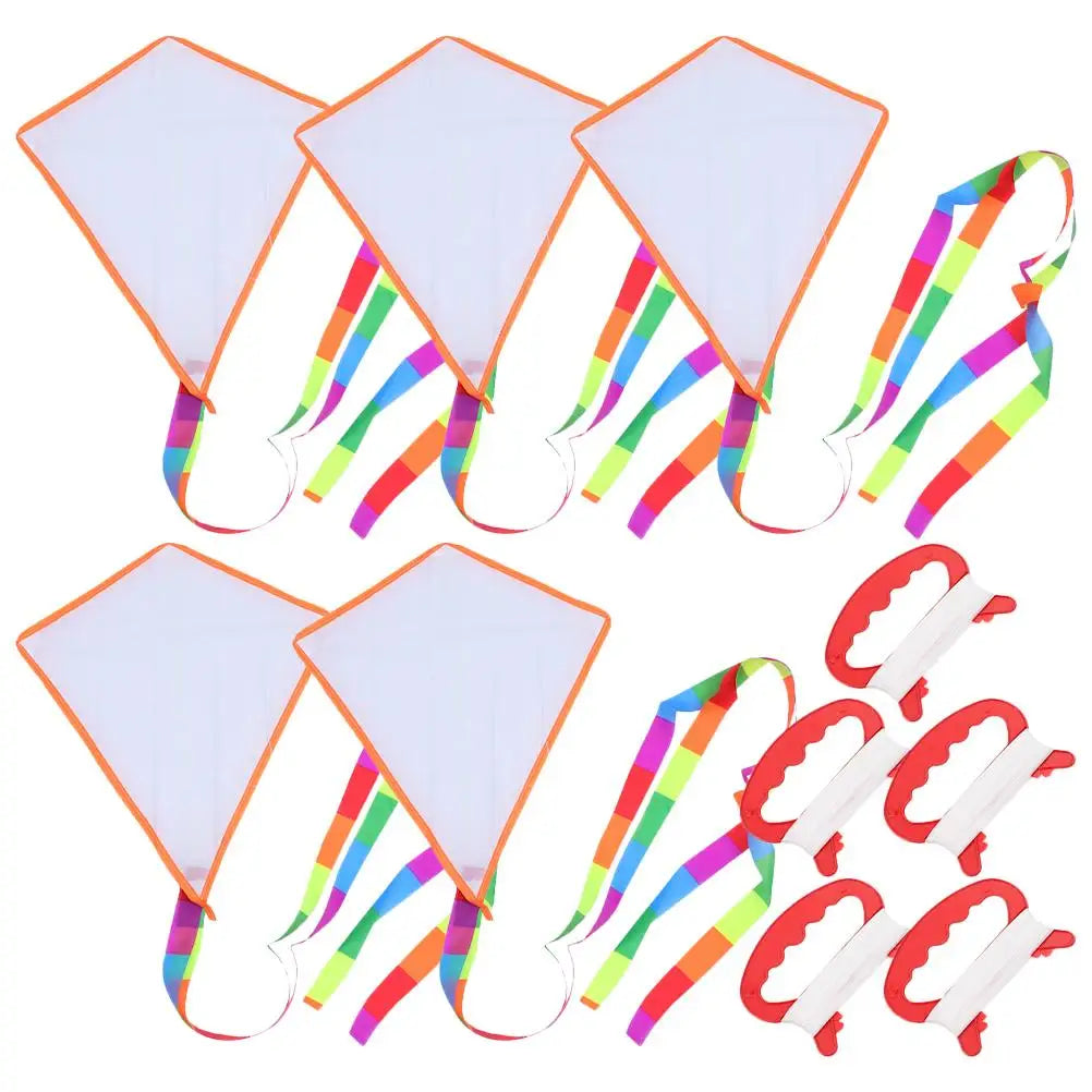 5 Blank Kites Kids Craft H Painted Coloring Kit 30m Line Interesting Blank Kite Boards Mini Teaching Toy Outdoor Project