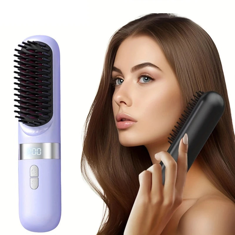 2025 Electric Hot Comb Multifunctional Wireless Straight Hair Straightener Negative Ion Anti-Scalding Straightening Brush New