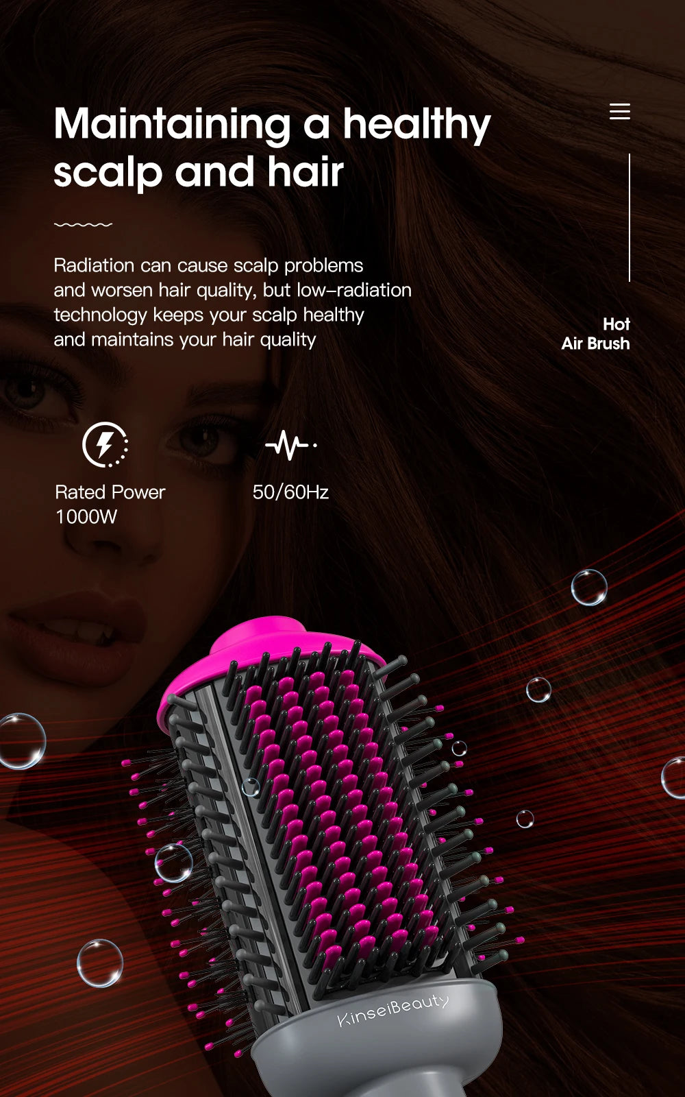 Kinseibeauty Hair Dryer Comb Straightener Dual-purpose Hot Air Brush Ceramic Anti-ironing Blower Multi-function Styling Tools