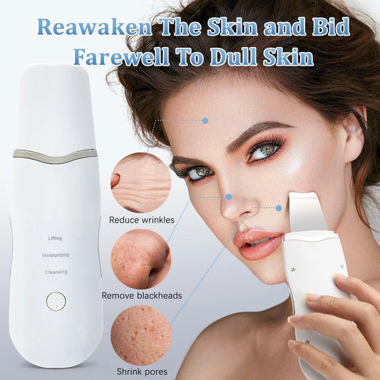 With Box Ultrasonic Skin Scrubber Vibration Face Spatula Peeling Blackhead Remover Facial Lifting Cleansing Ultrasonic Skin Care