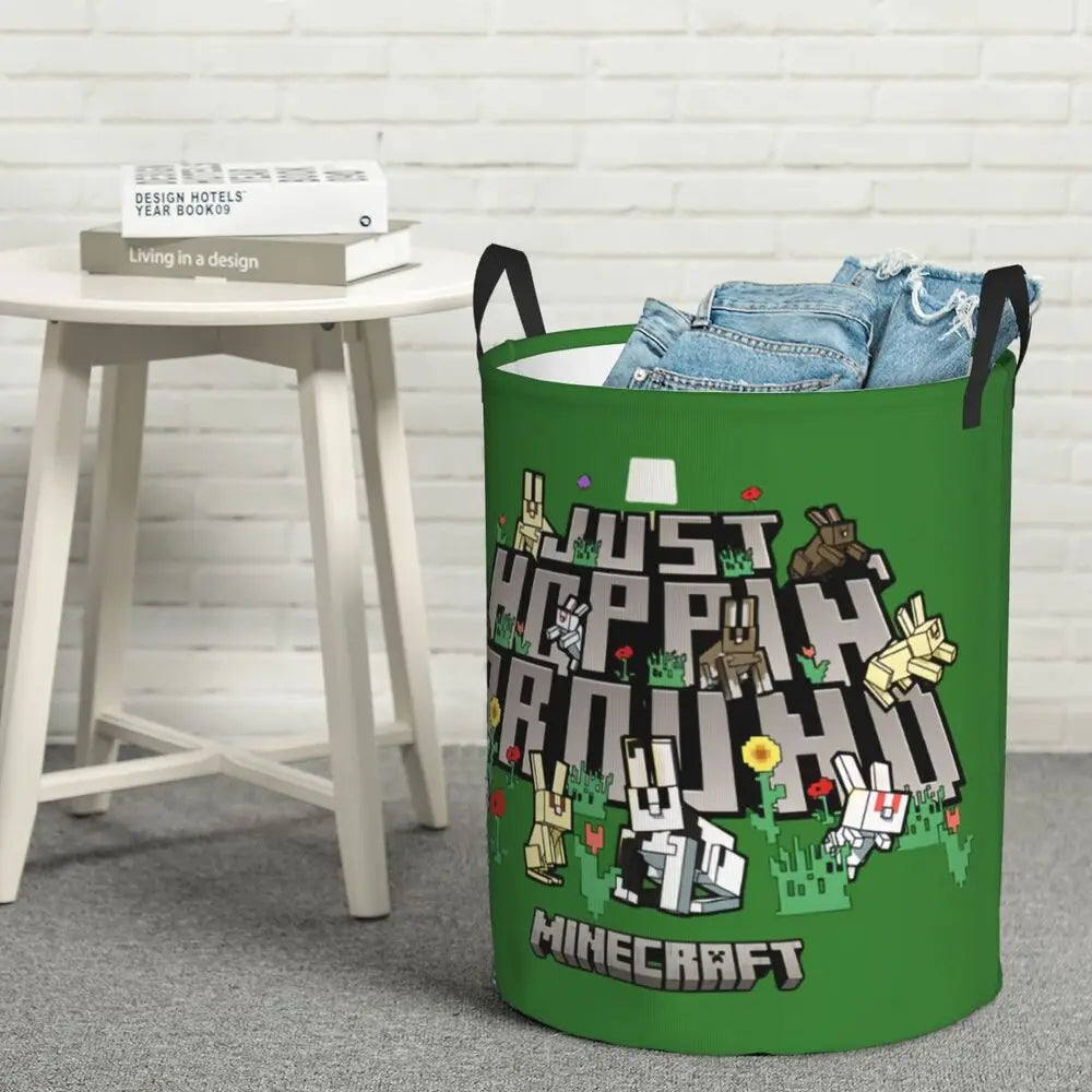 Custom Anime Game Mine C-Crafts Cartoon Laundry Hamper Large Clothes Storage Basket Toy Bin Organizer for Kids