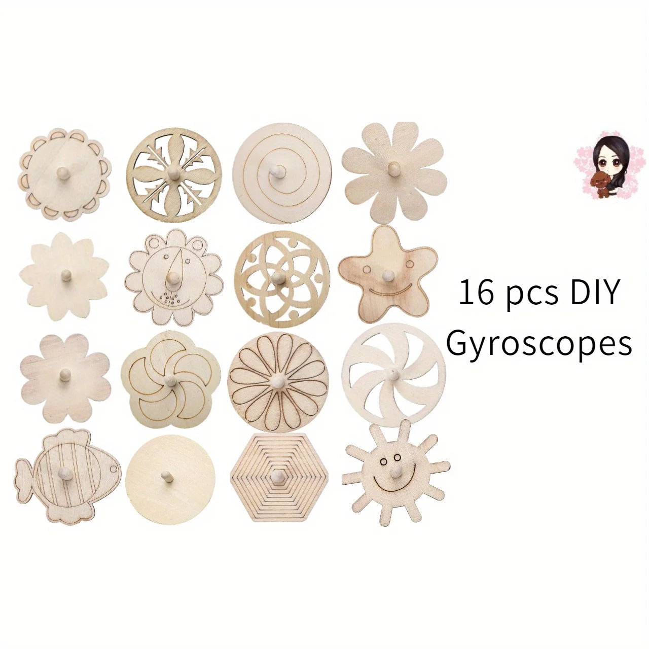 Wooden Spinning Top Craft Kit, Painting and Crafting with Wooden Art Materials, Holiday Gift Spinner