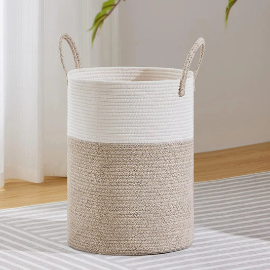Large Size Laundry Basket,High Braided Rope Storage Basket,Suitable for Living Room、Bathroom、Bedroom Blanket、Toy、Dirty laundry