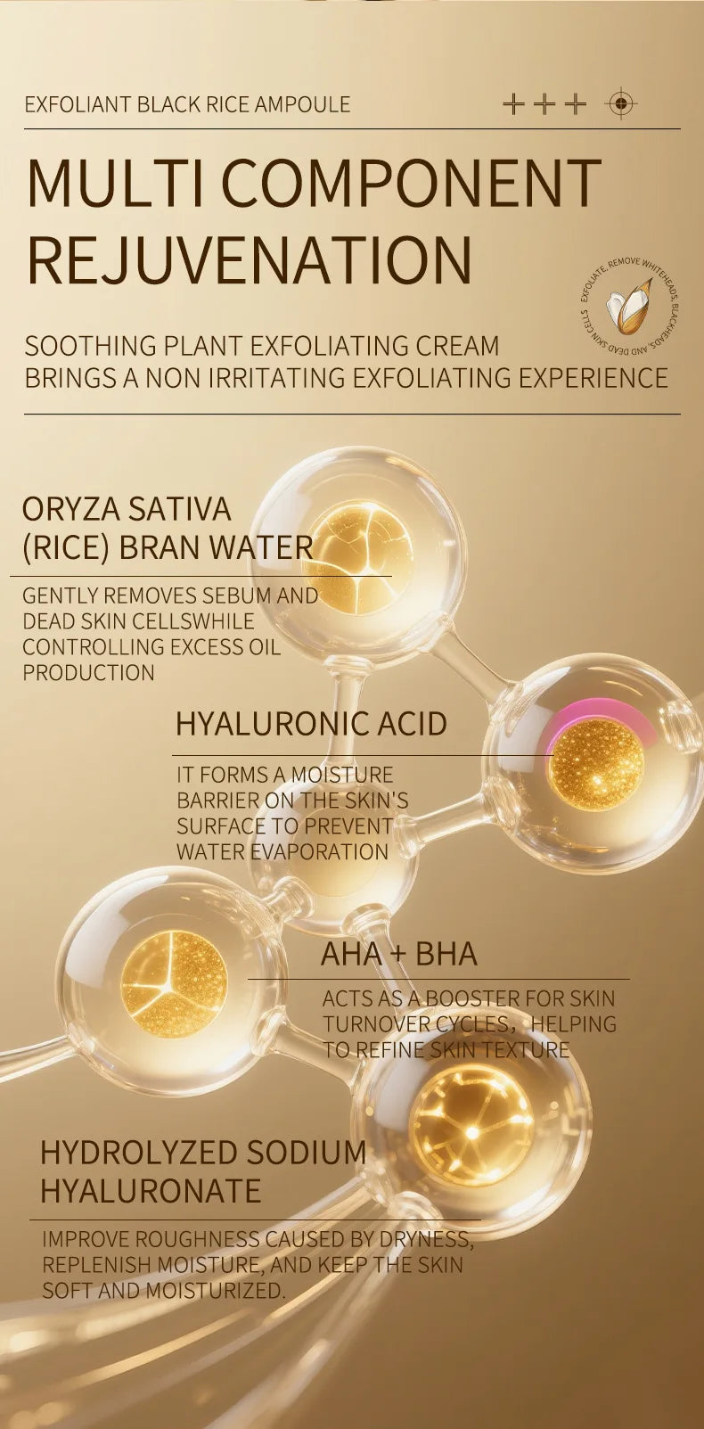 Korean White And Black Rice Exfoliating Serum Facial Moisturizing Soften Blackhead Removal Hydrating Pore Shrinking Skin Care