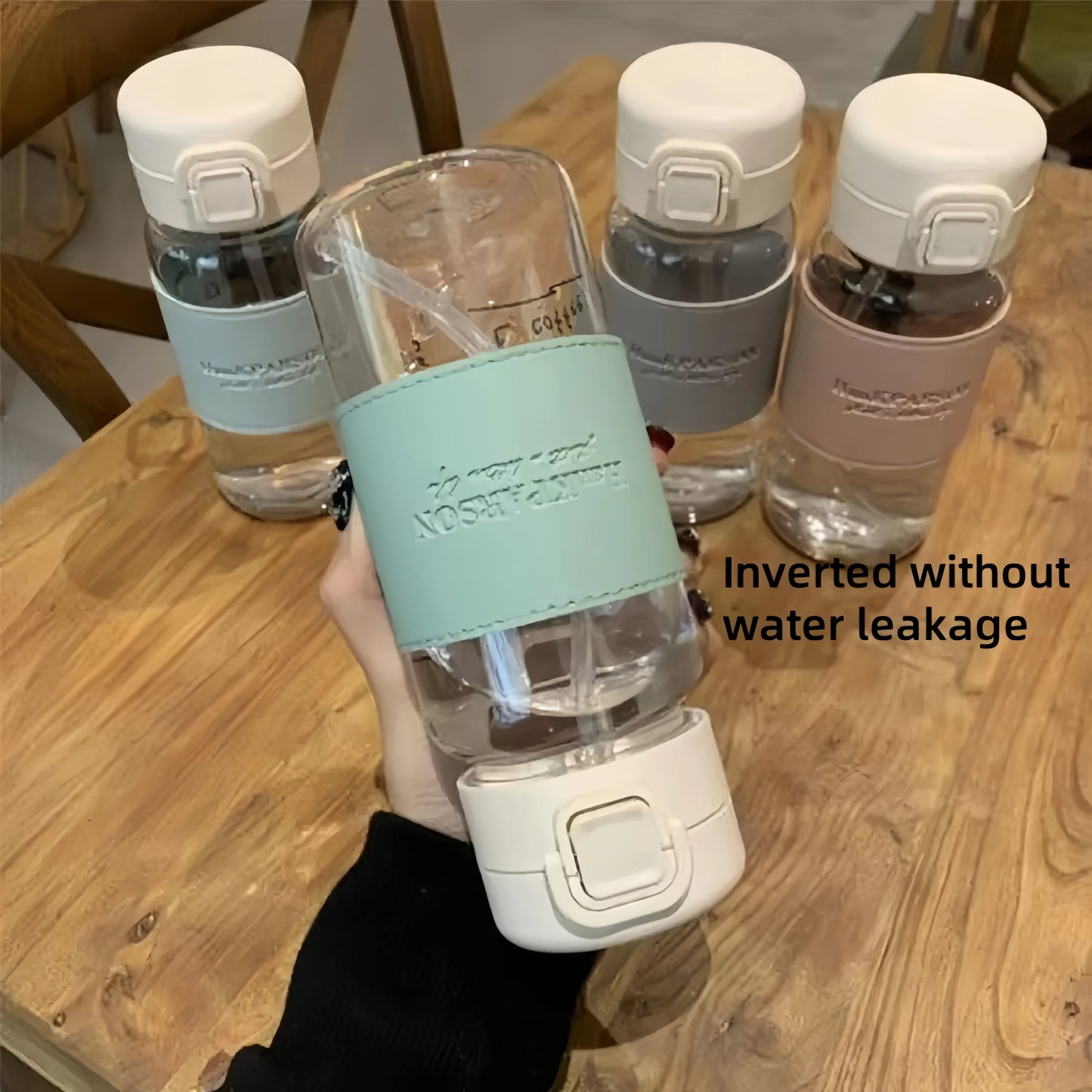 500ml Portable Cute Water Bottle with Straw Pop-Up Cover Leak-Proof Drinkware for School Kids Plastic Drinking Bottle