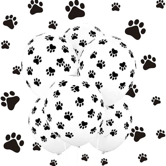 20pcs Dog Party Supplies 12" Latex Balloons Dog Birthday Kids Baby Shower Balloon Decoration Toys Black White Dog Paw Print