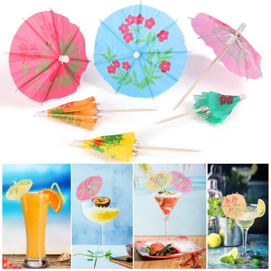 24PCS Mixed Color Cute Party Supplies Wedding Hawaiian Mini Tropical Parasols Drinks Paper Umbrella Sticks Cocktail Decor