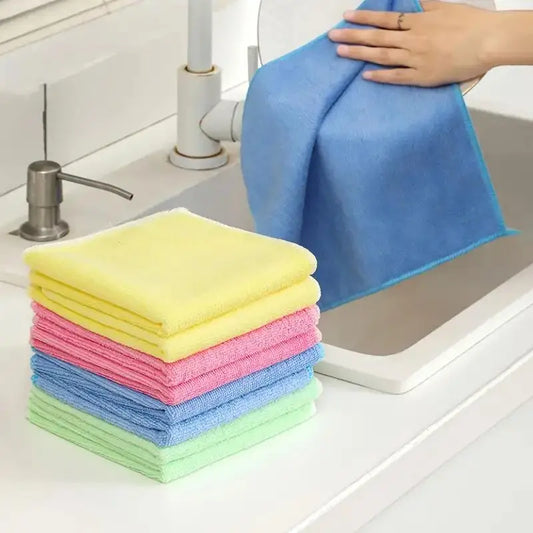 2/5/10pcs Multi-Purpose Ultra-Fine Microfiber Cloths - Stripe-Free Highly Absorbent - Perfect for Kitchen And Bathroom Surfaces