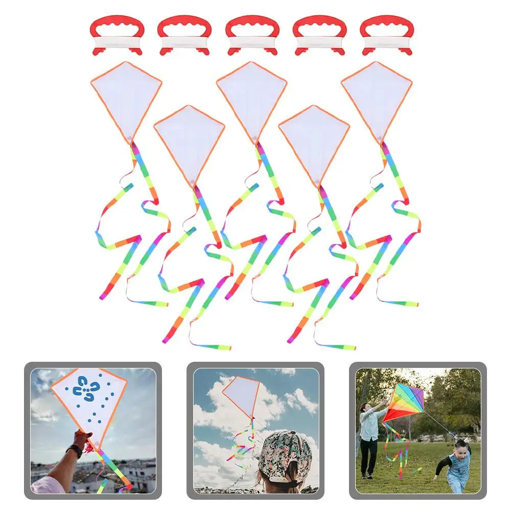 5 Blank Kites Kids Craft H Painted Coloring Kit 30m Line Interesting Blank Kite Boards Mini Teaching Toy Outdoor Project