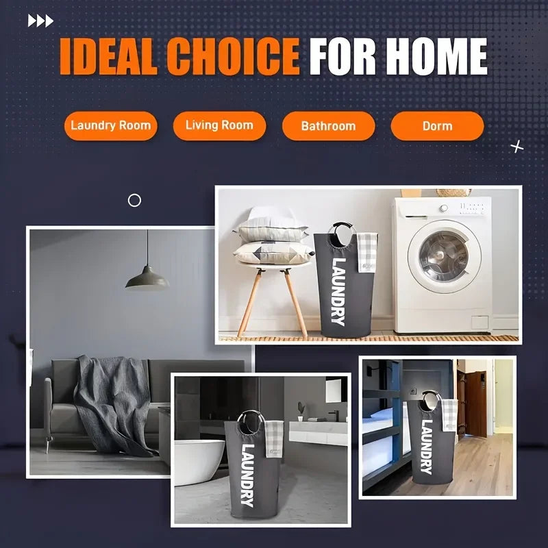 Extra-Large Waterproof Laundry Basket with Padded Handle - Foldable, Multi-Purpose Storage for Bathroom, Laundry Room, Balcony